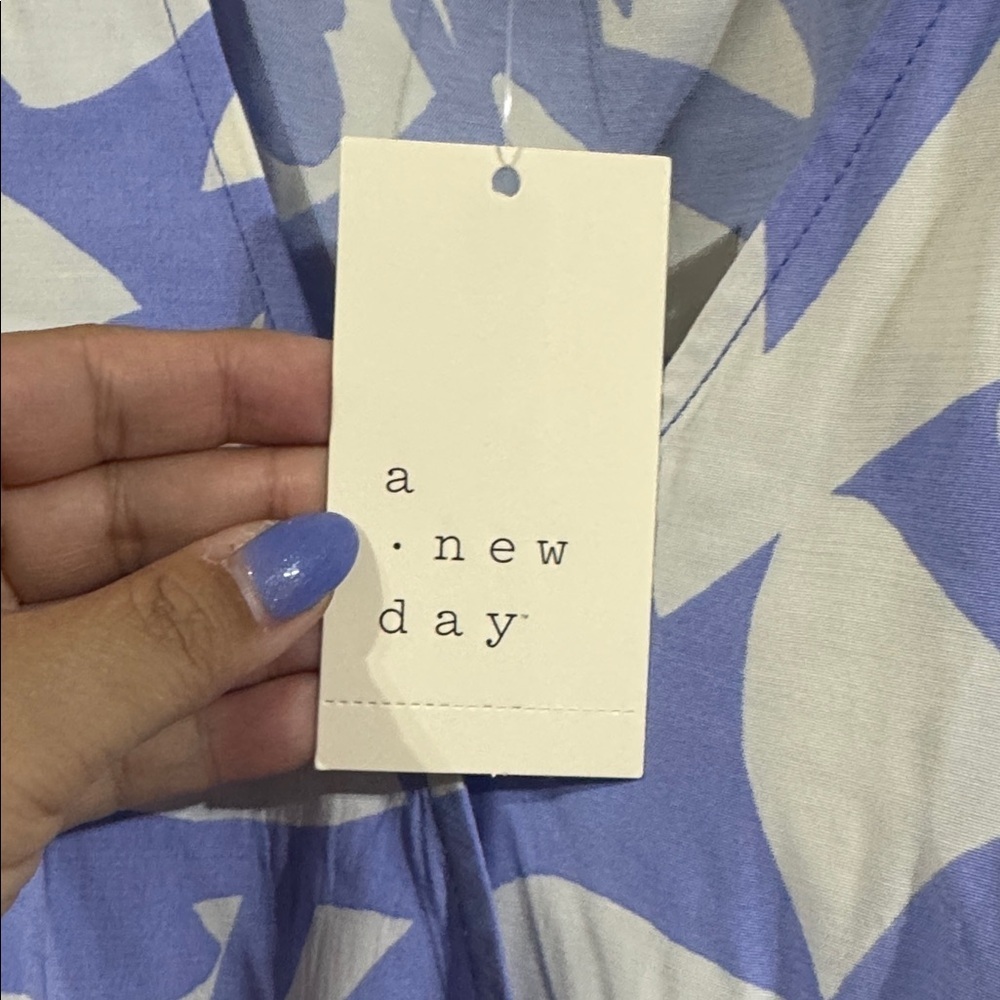 Size 1X A New Day Women's Purple and White Midi Dress - Picture 2 of 6